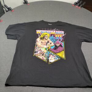 WWE Wrestling Black T-Shirt with Graphic Print - Official World Wrestling Tee XL